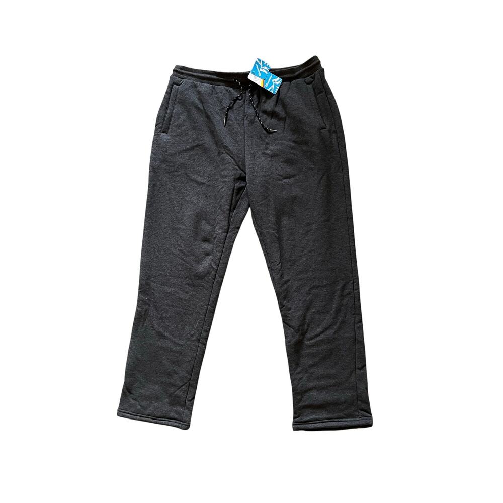 Fleece Lined Sweatpants Mens 40 Gray Drawstring Elastic Waist Pockets NEW